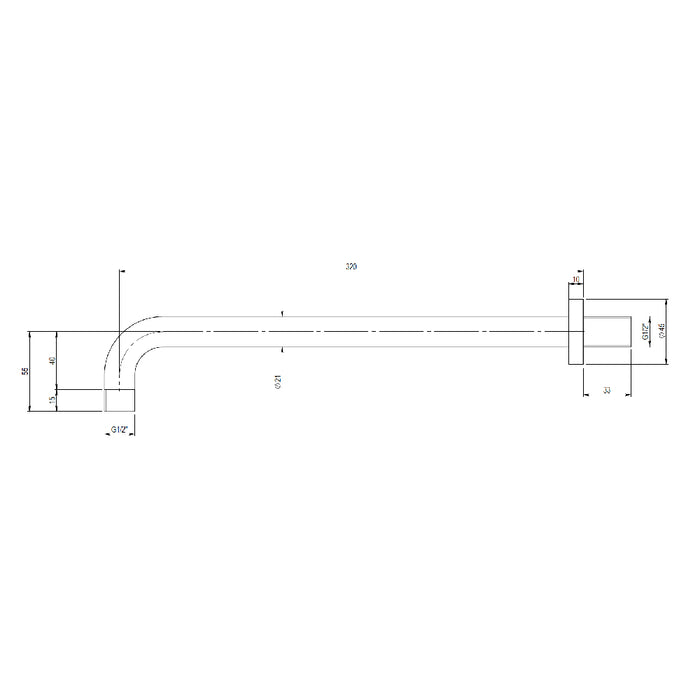 PRESTO 66850 Brazo de ducha minimalista 320 mm Cromo