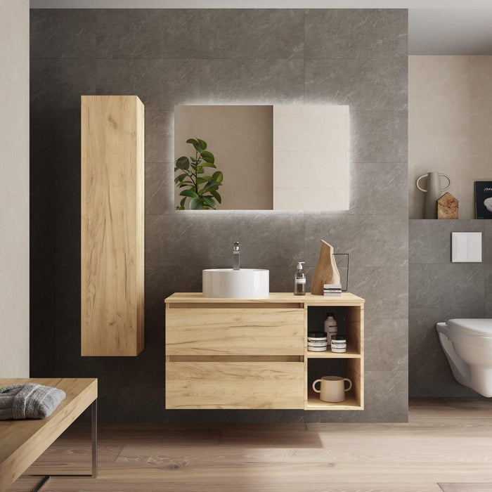 SALGAR BEQUIA Bathroom Furniture with Sink and Countertop 2 Drawers 2 Compartments Roble África