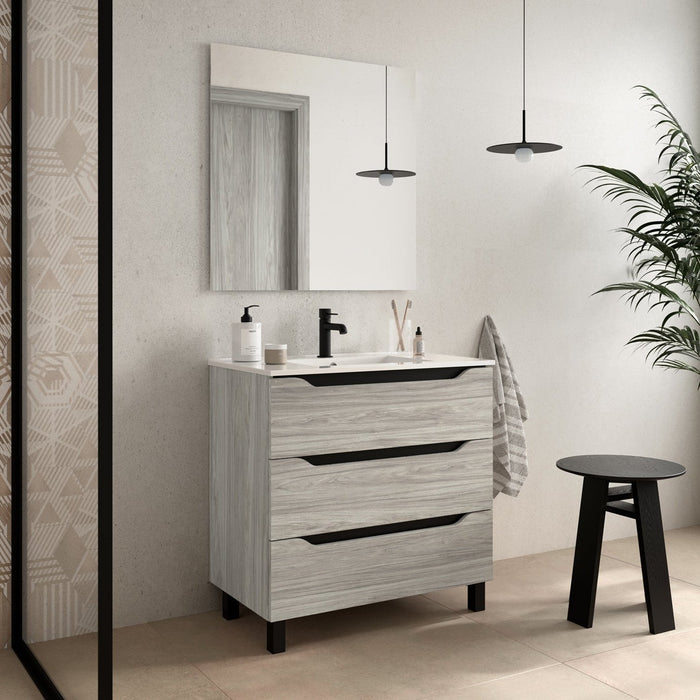 BATHME TRIO Complete Set Bathroom Furniture 3 Drawers Cambrian Oak Color