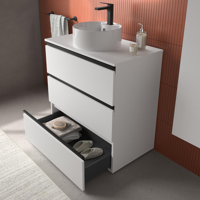 SALGAR BEQUIA METAL Mueble 3C Lavabo sobre encimera Blanco Mate