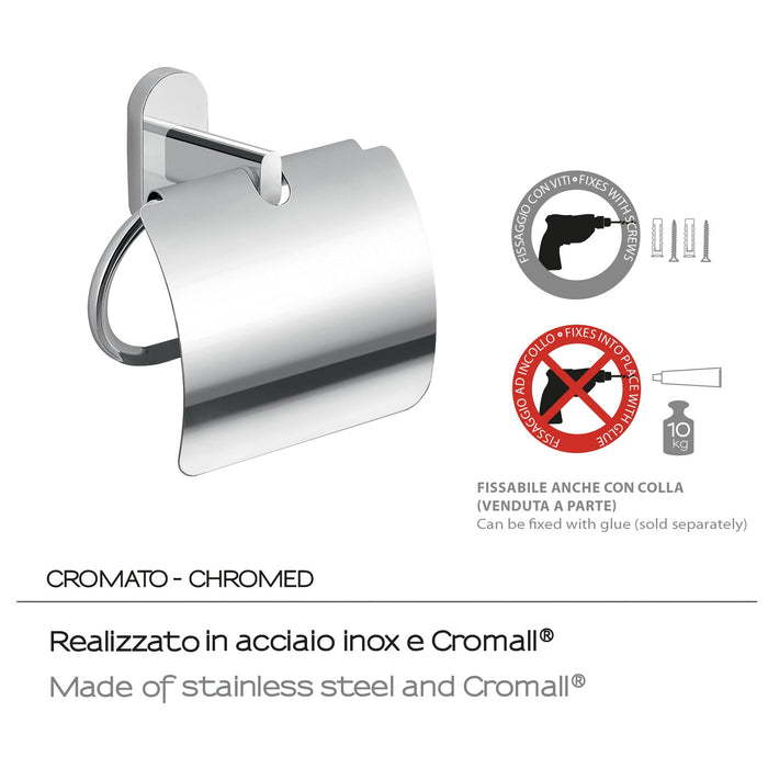 GEDY 53251300200 FEBO Toilet Paper Holder With Chrome Cover