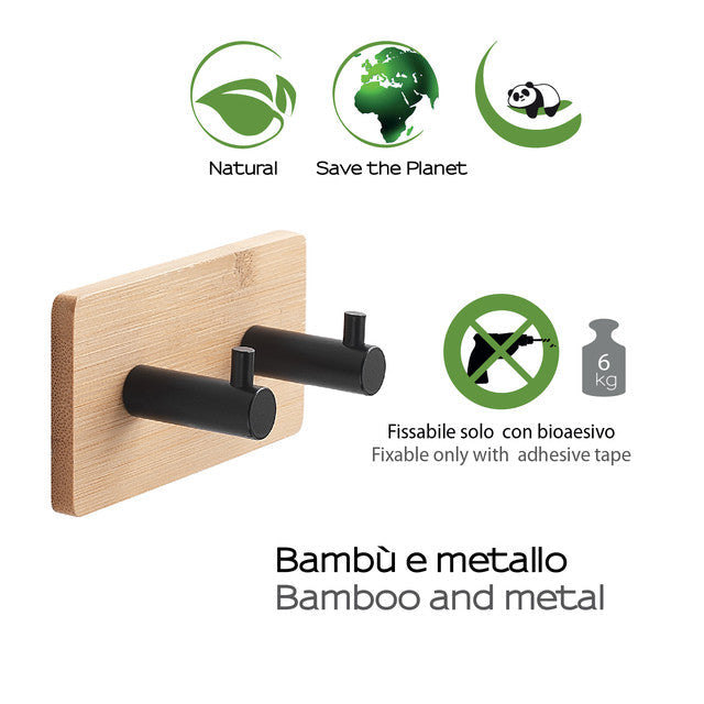 GEDY 12274100100 JUNCOS Double Hook Natural-Matte Black