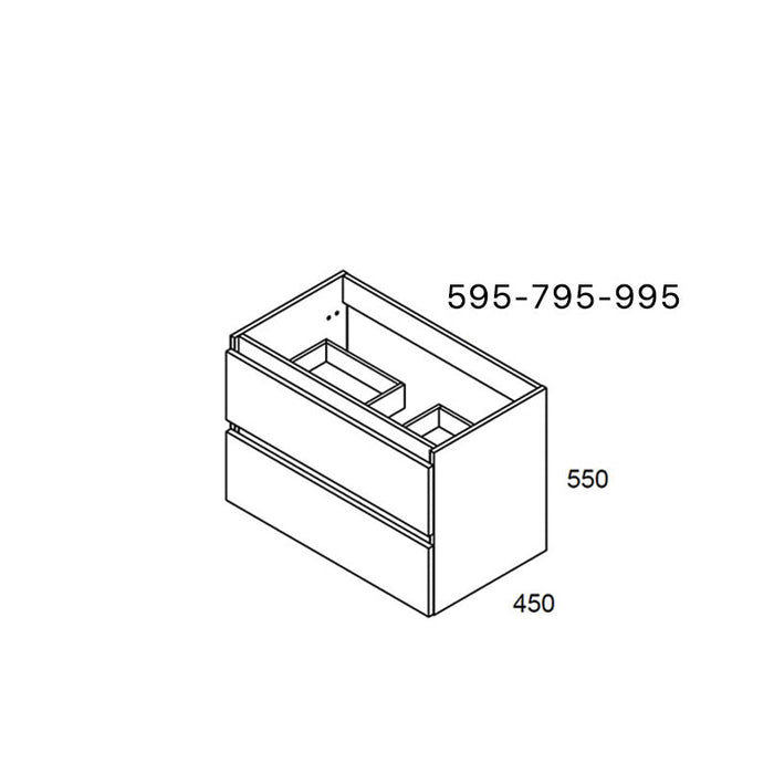 VISOBATH BOX Mueble de Baño con Lavabo Suspendido 2 Cajones Blanco Nieve Brillo