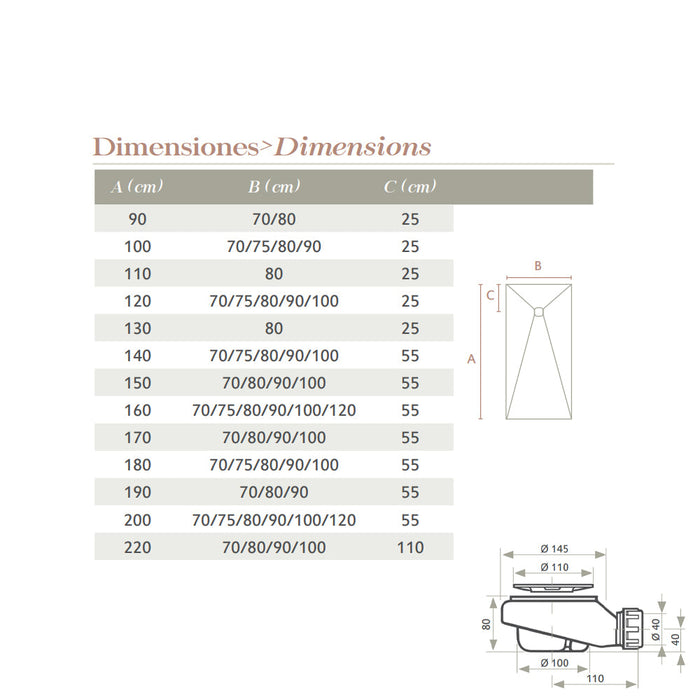 ACQUABELLA BASE Plato de Ducha Textura Slate Color Blanco