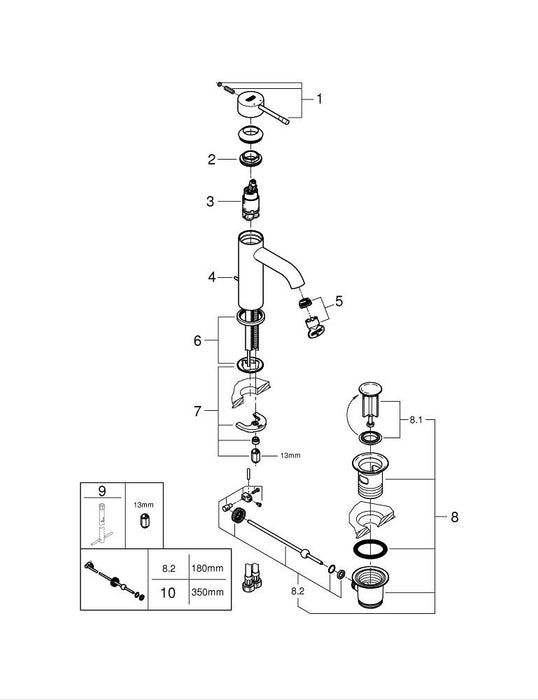 GROHE 38 505 KF0 SKATE AIR Black escutcheon