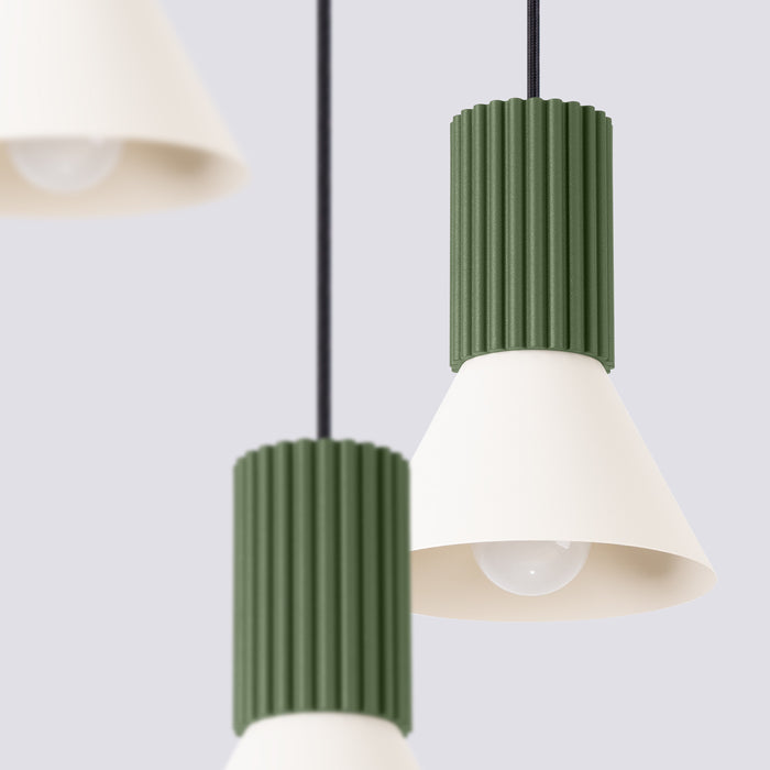 SOLLUX SL.1873 Lámpara colgante ESTRIA 3P beige/verde oliva beige/verde oliva