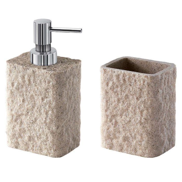 GEDY AR990300001 Set 2 Piezas (Dosificador, Portacepillos) Beige