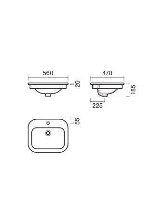SANITANA NEXO Lavabo Encastre 56 Blanco Brillo