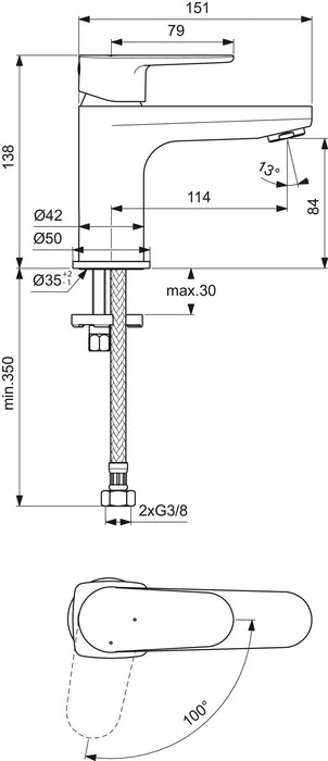 IDEAL STANDARD BC697AA CERAFINE O Grifo Monomando Lavabo Normal Cromo