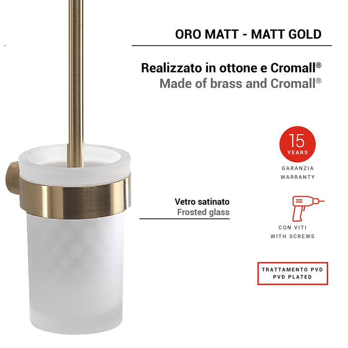 GEDY PI330388000 PIRENEI Matte Gold Toilet Brush Holder