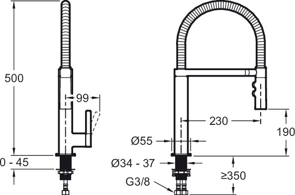 JACOB DELAFON E23310-CP SPIRALE Grifo De Cocina Extraible