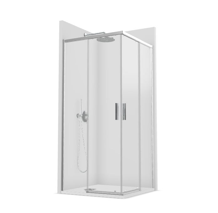 PROFILTEK SA-820 SALMA PLUS 2 sliding leaves + 2 fixed leaves. 8 MM Silver High Gloss* Transparent