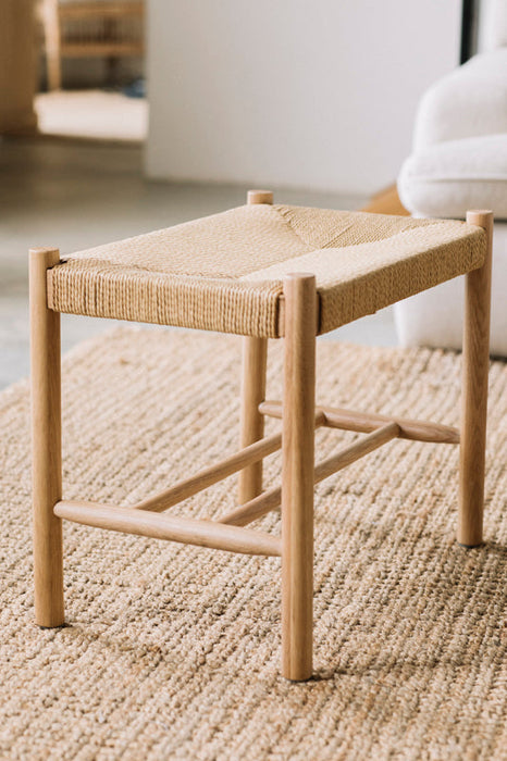 ANDREA HOUSE MU20134 Oak Wood and Paper Cord Stool