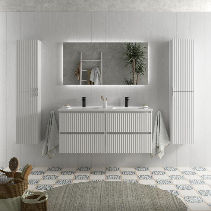 SALGAR 121744 KIRA Mueble de Baño 2 pozas Porcelana 120cm Blanco Mate