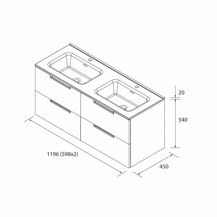 SALGAR 121982 LENI Mueble+Lavabo IBON 2 Senos 120cm Roble