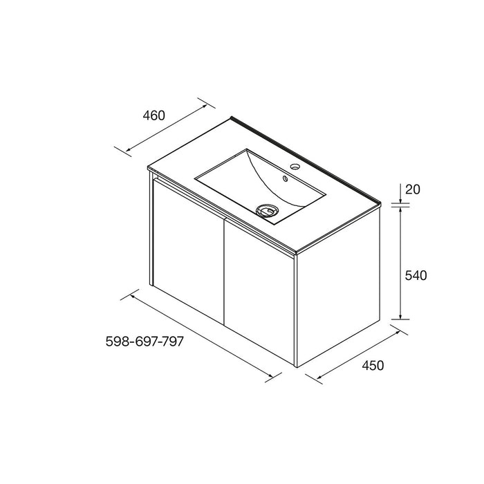 SALGAR NOJA Mueble de Baño con Lavabo 2 Puertas Color Negro Mate