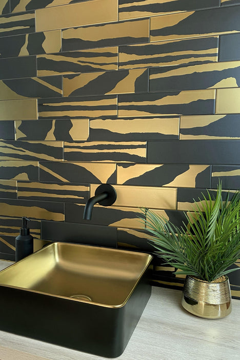 DUNE 188725 SAVANNAH BLACK&GOLD Sink Above Counter 36.5X36.5X13