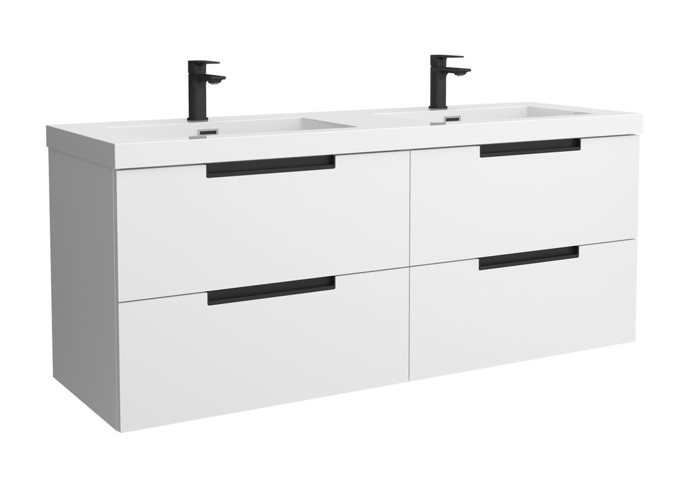 SALGAR 121984 LENI Mueble de Baño 2 pozas Carga Mineral 140cm Blanco Mate