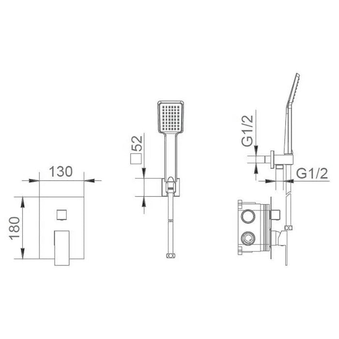 IMEX GET015 VOLGA Conjunto de Ducha Empotrado Monomando Cromo