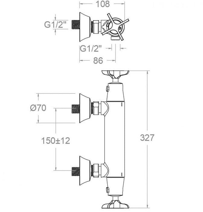 RAMONSOLER 913401S ADAGIO Grifo Bimando Termostático de Ducha Sin Equipo de Ducha Cromo