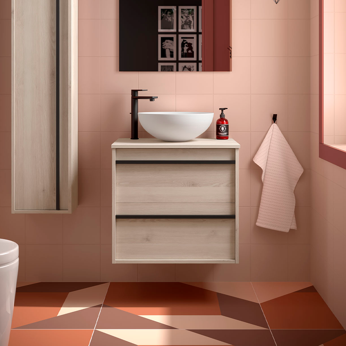 SALGAR ATTILA Mueble de Baño con Tapa Encimera 2 Cajones Color Natural
