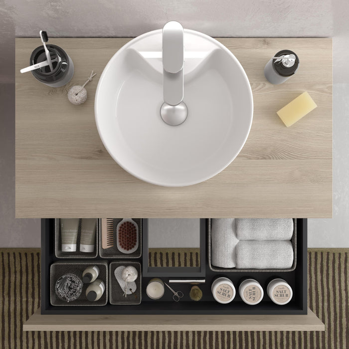 SALGAR BEQUIA PLUS Mueble 3C Lavabo sobre encimera 120 cm Natural Tirador Negro