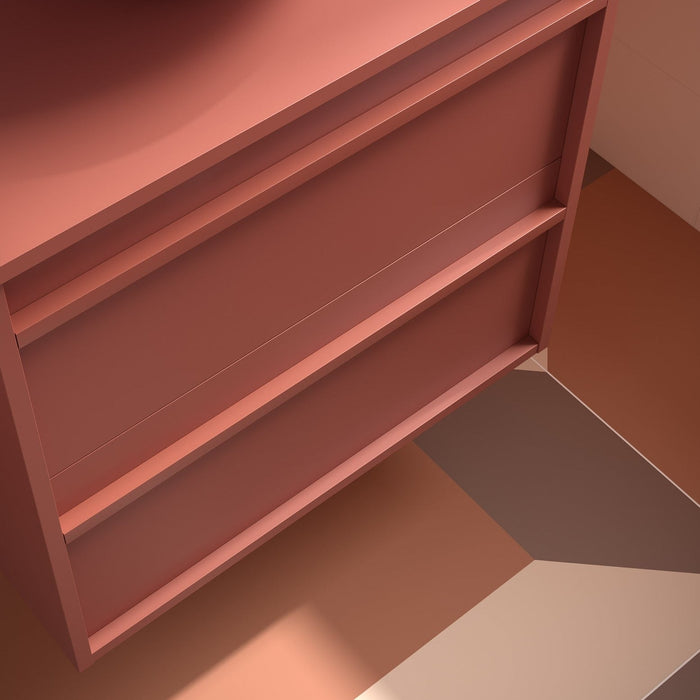 SALGAR 104984 ATTILA Mueble de Baño con Tapa Encimera 4 Cajones 140 cm Color Rojo Mate