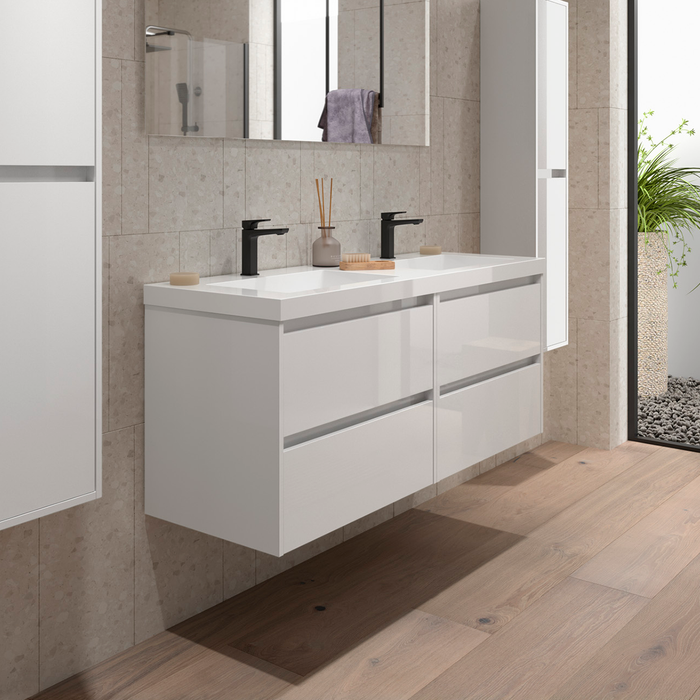 SALGAR 106178 NOJA Mueble+Lavabo 4 Cajones 140 cm Color Blanco Brillo