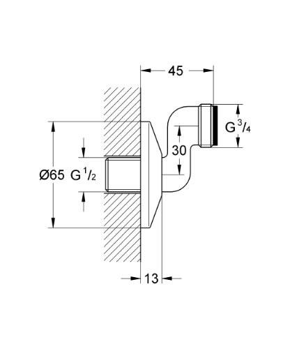 GROHE 12 005 000 S-Connector Eccentricity 30mm