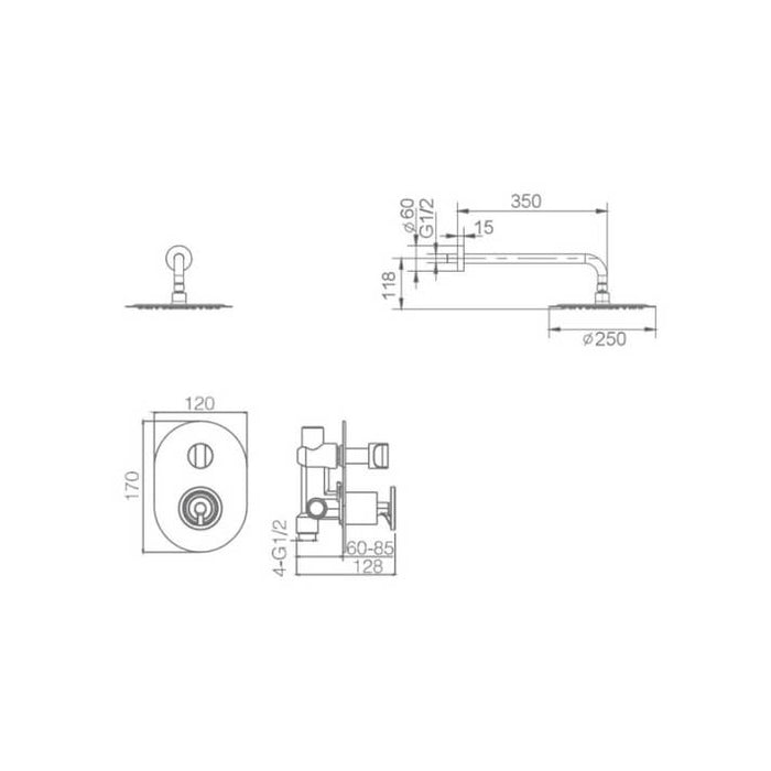 IMEX GPC033 OLIMPO Built-in Chrome Single-lever Shower Set
