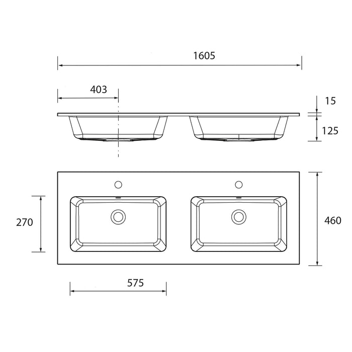 SALGAR 110415 BEQUIA Mueble de Baño con Lavabo 160 cm Color Nogal Maya