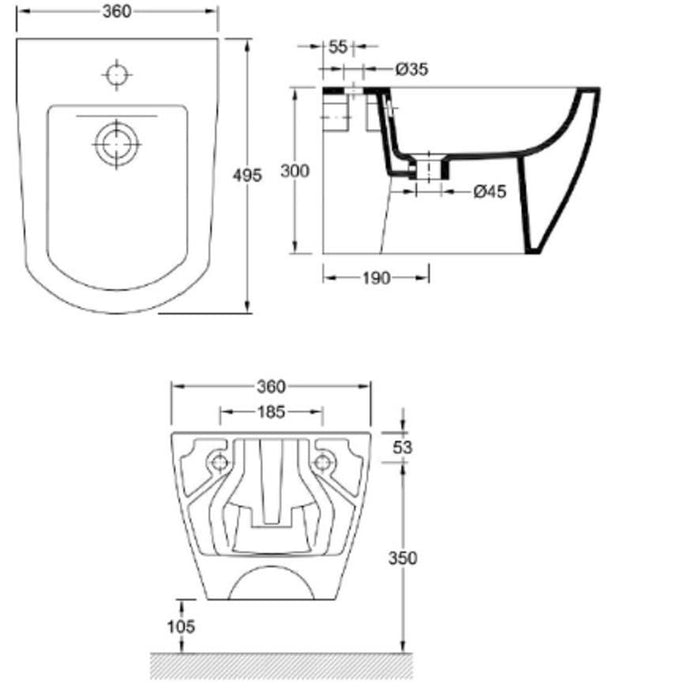 VALADARES 40401002K ONE Bidé Suspendido