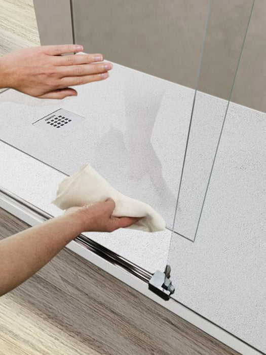 KASSANDRA S400 Mampara Frontal Ducha Corredera Plata Transparente