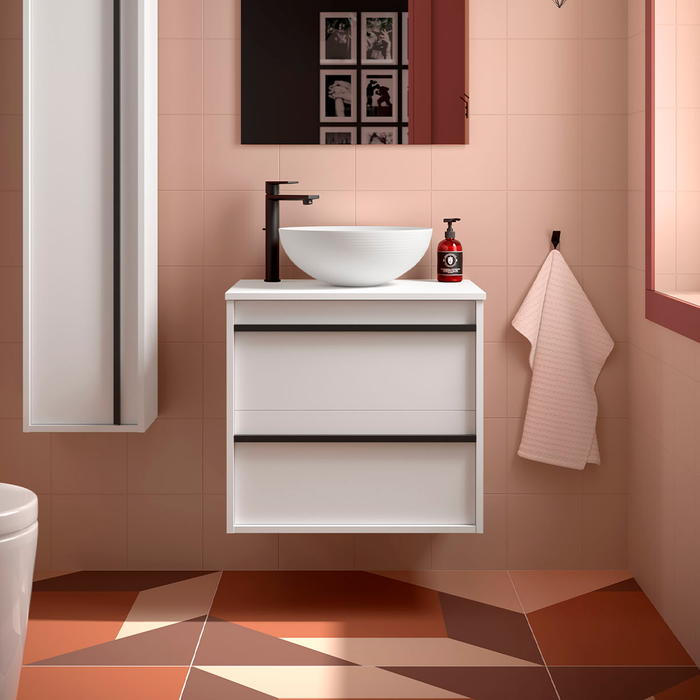 SALGAR ATTILA Mueble de Baño con Tapa Encimera 2 Cajones Color Blanco Mate