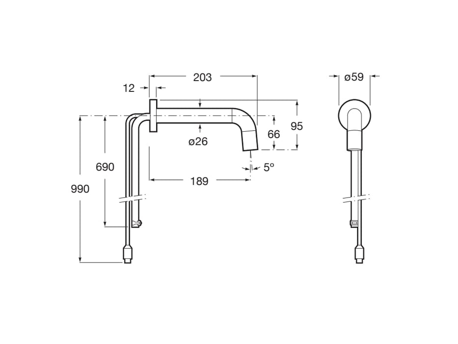 ROCA A5A3543C00 LOFT Grifo Electrónico Empotrable Lavabo Agua Premezclada con Sensor Integrado En El Caño Cromo