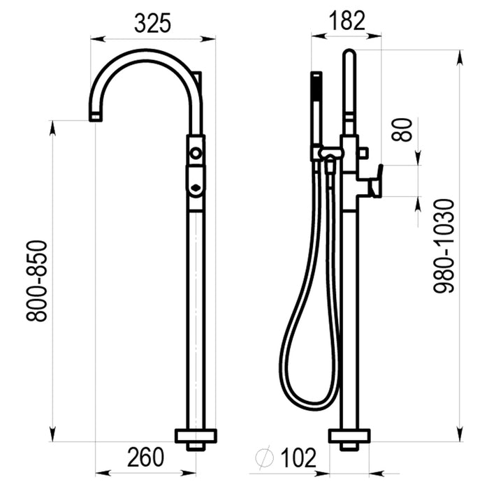 PRESTO 7911100 Koa grupo baño-ducha pie Cromo