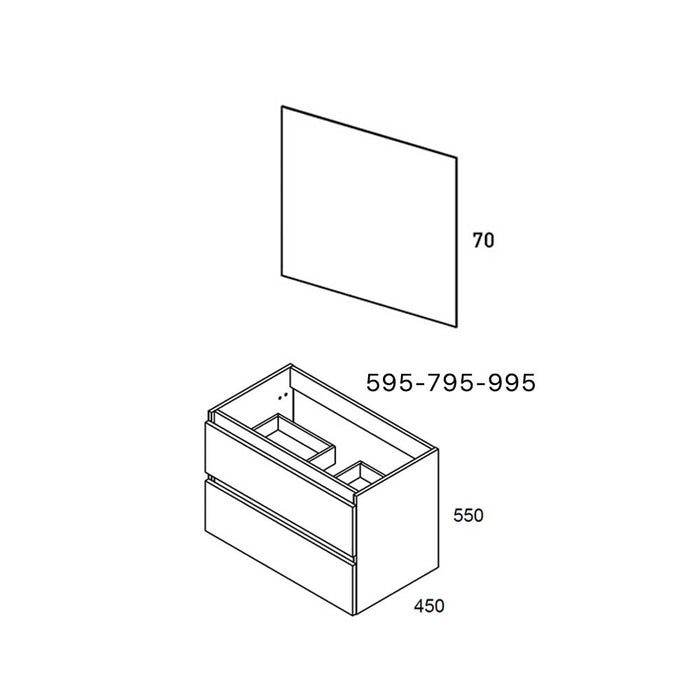 VISOBATH BOX Complete Furniture Set Wall Hung 2 Drawers Birch