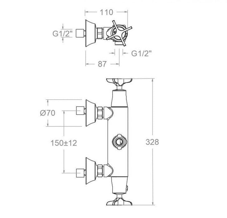 RAMONSOLER 911202SOC ADAGIO Grifo Termostático de Ducha Sin Equipo de Ducha Oro Cepillado