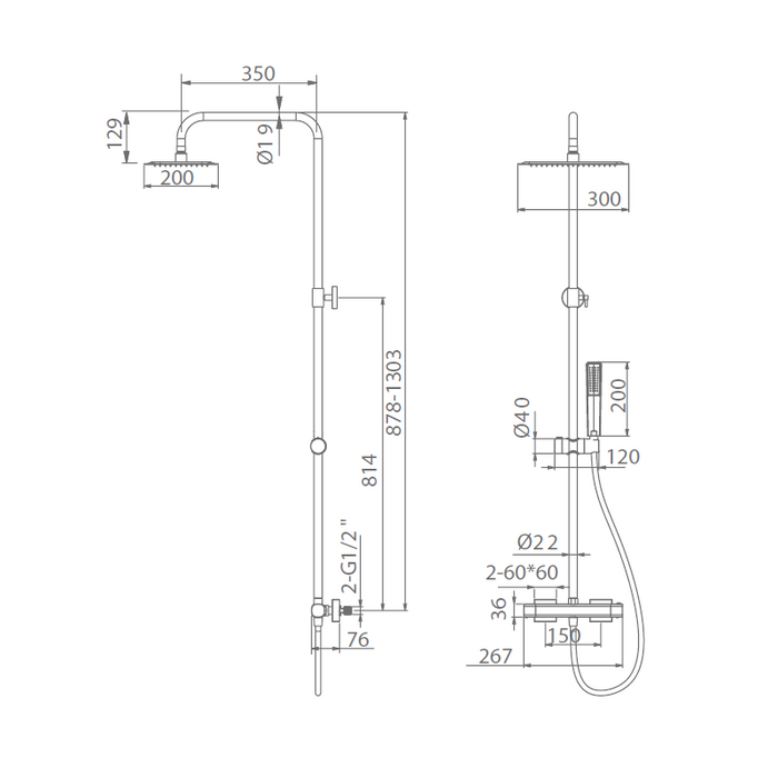 IMEX BTT064/OC TOSCANA-AREZZO Termostatico Conjunto Ducha Oro Cepillado