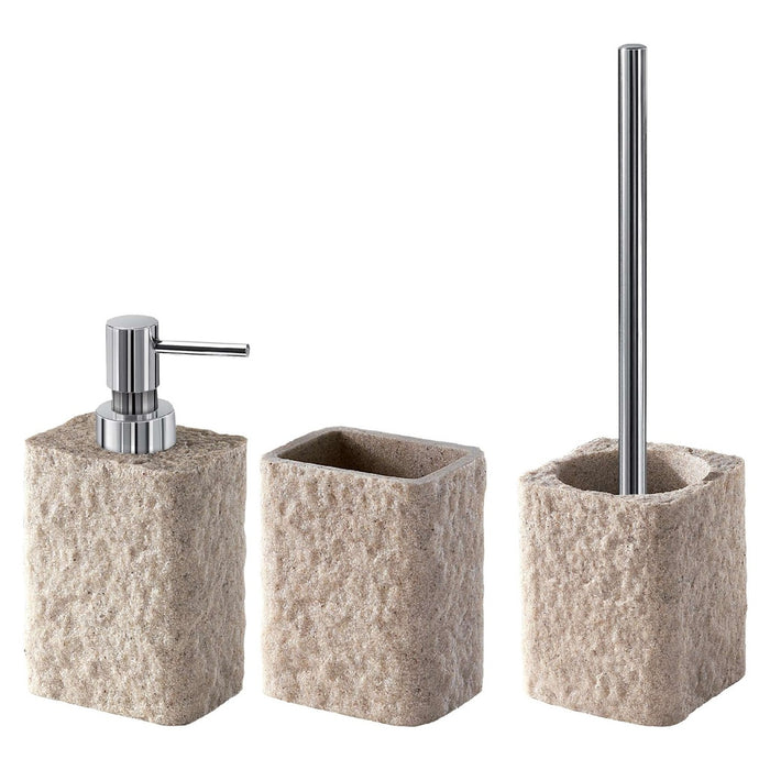 GEDY AR990300003 Set 3 Piezas (Dosificador, Portacepillos, Escobillero) Beige