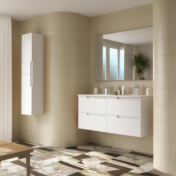 SALGAR 111784 VIMA Mueble+Lavabo+Espejo 120 Color Blanco Satinado
