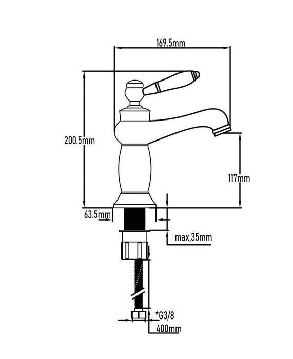 UNIVERSAL FAUCET DE GL11076 NEOCLASSIC Single-lever Sink Faucet Chrome