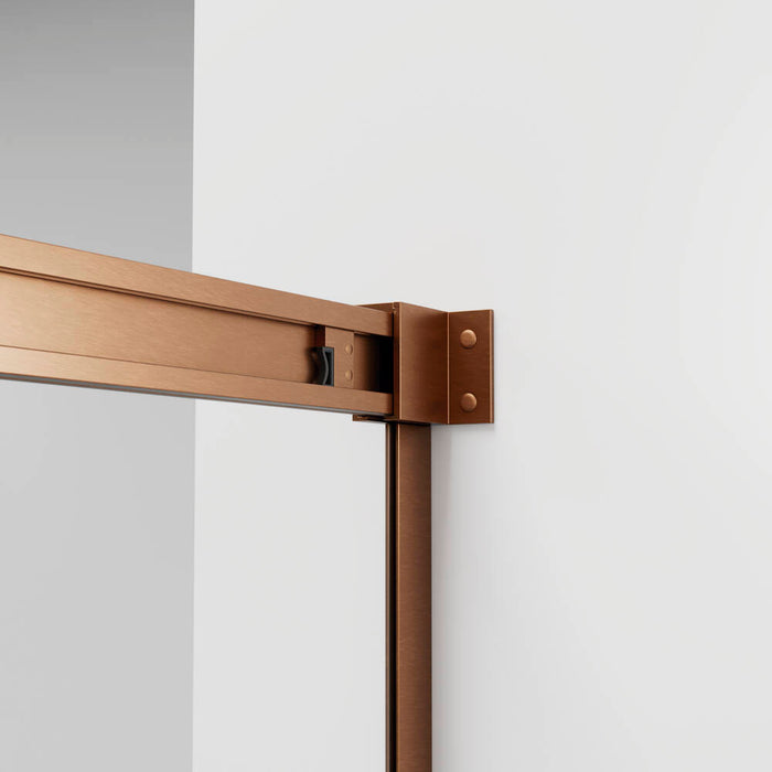 GME BASIC Mampara Frontal Ducha Corredera 1F+1C Cobre Vidrio Decorado