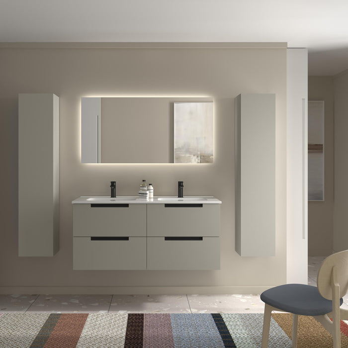 SALGAR 121981 LENI Mueble de Baño 2 pozas Porcelana 120cm Gris mate