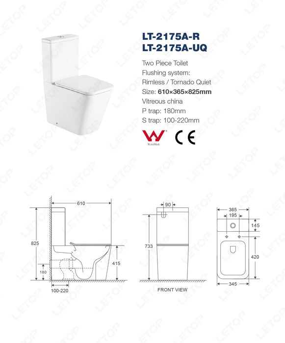 AQUORE 388680 PISA Inodoro BTW compacto Blanco Mate