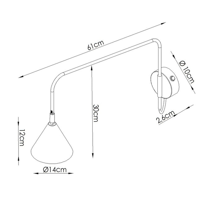 SOLLUX SL.2491 Aplique de pared NOX 1 blanco con interruptor