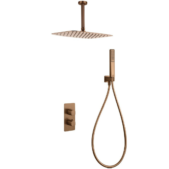 IMEX GTA068/ORC TOSCANA-AREZZO Termostatico Conjunto Empotrado Oro Rosa Cepillado