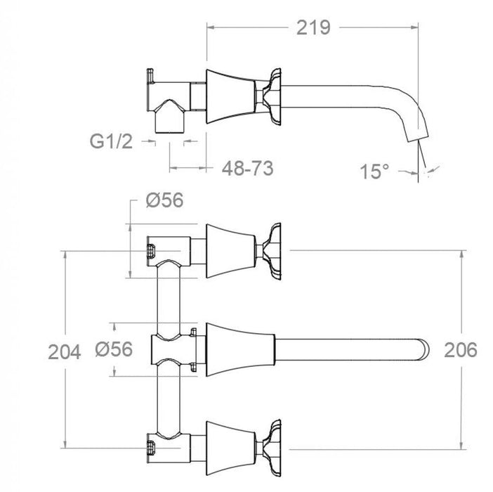 RAMONSOLER 912001OC ADAGIO Grifo Bimando Mural de Lavabo Empotrado Oro Cepillado