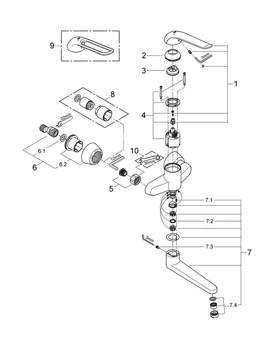 GROHE 24 173 A01 ESSENCE Monomando de lavabo 1/2" tamaño M grafito brillo