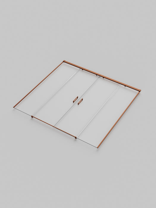 SB_X STYLO Mampara Frontal Ducha 2F+2C Oro Rosa Cepillado Transparente